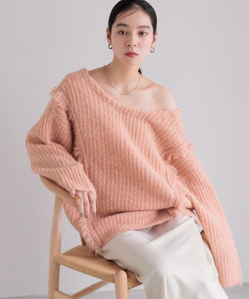 ニット セーター ２ＷＡＹフリンジメランジＬＳ　116690 レディース LOWRYS FARM ニット セーター 2WAYフリンジメランジLS