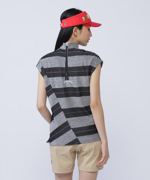 超美品　パーリーゲイツ　PGG フレンチスリーブ　半袖シャツ　モックネック　1 PEARLY GATES tシャツ 「PEARLY GATES」パイルボーダー フレンチ