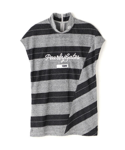 超美品　パーリーゲイツ　PGG フレンチスリーブ　半袖シャツ　モックネック　1 PEARLY GATES tシャツ 「PEARLY GATES」パイルボーダー フレンチ