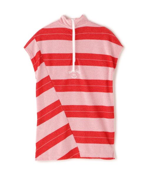 超美品　パーリーゲイツ　PGG フレンチスリーブ　半袖シャツ　モックネック　1 PEARLY GATES tシャツ 「PEARLY GATES」パイルボーダー フレンチ