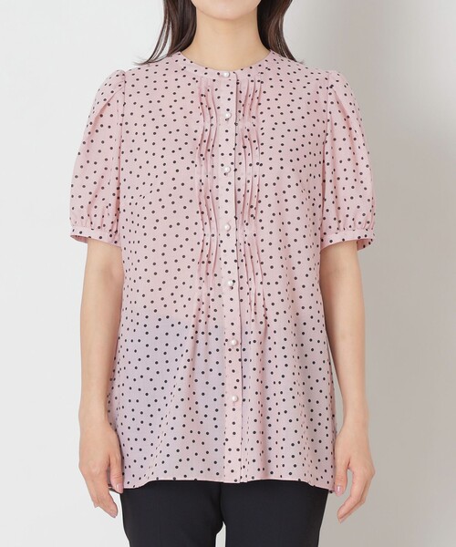 TO BE CHIC トゥービーシック ランダムドット ピンタックブラウス TO BE CHIC（トゥー ビー シック） ブラウス シャツ ランダムドット