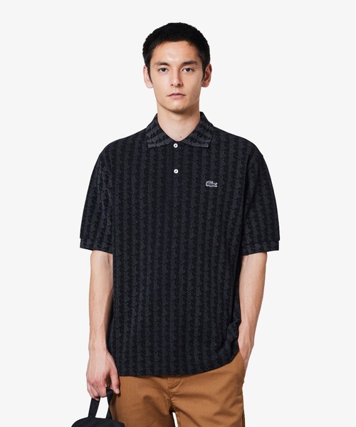 ラコステ　モノグラム　ポロシャツ　Tシャツ LACOSTE（ラコステ） ポロシャツ 半袖 モノグラム インディゴ鹿の子地