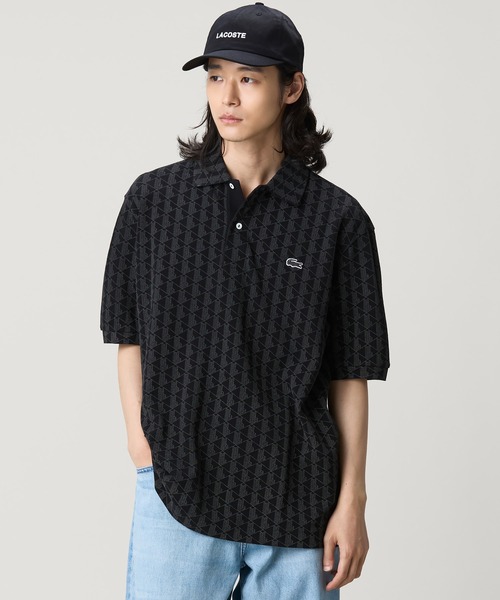 LACOSTE（ラコステ） ポロシャツ 半袖 モノグラム インディゴ鹿の子地