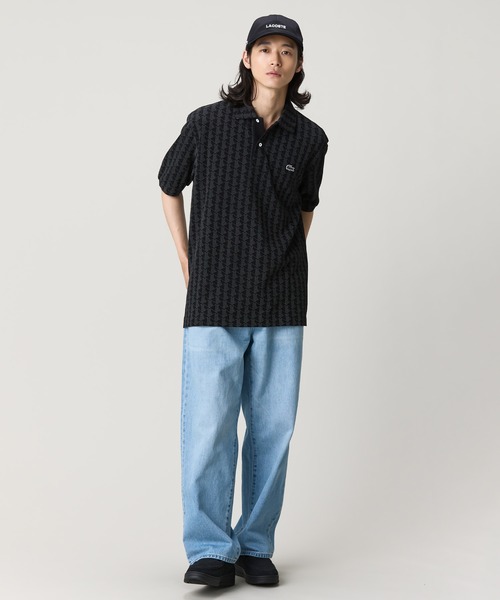 LACOSTE（ラコステ） ポロシャツ 半袖 モノグラム インディゴ鹿の子地