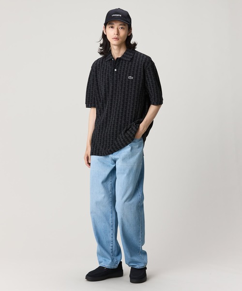 LACOSTE（ラコステ） ポロシャツ 半袖 モノグラム インディゴ鹿の子地