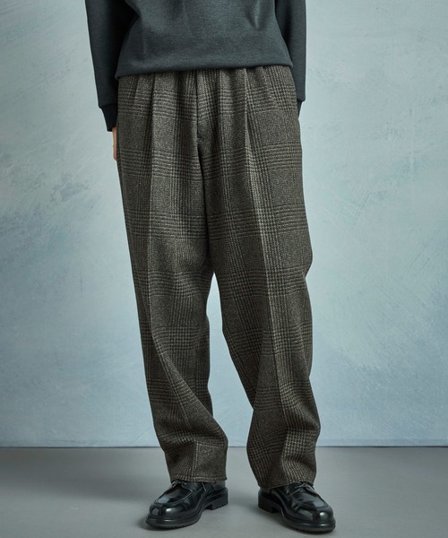 メゾンマルジェラ ワイドパンツ グレンチェック ウール スラックス メンズ 44 MEN'S BIGI スラックス ウールグレンチェック ワイドパンツ