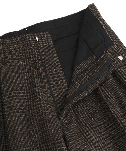 MEN'S BIGI スラックス ウールグレンチェック ワイドパンツ