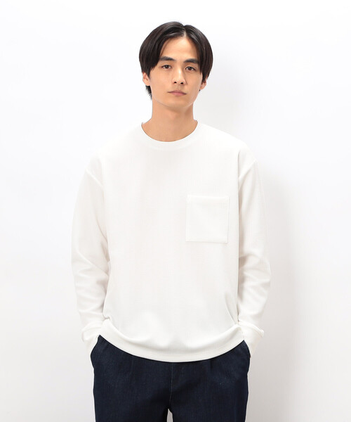 COMME CA ISM（コムサイズム） tシャツ 膨れジャカード 長袖 Tシャツ
