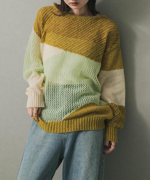 SENSE OF PLACE by URBAN RESEARCH ニット セーター パッチワーク