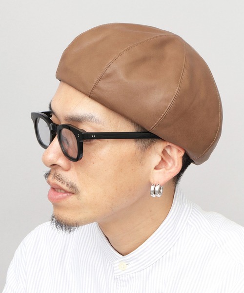 Ruben 帽子 ベレー帽 メンズ レザー調 ボリューム ベレー帽 メンズ