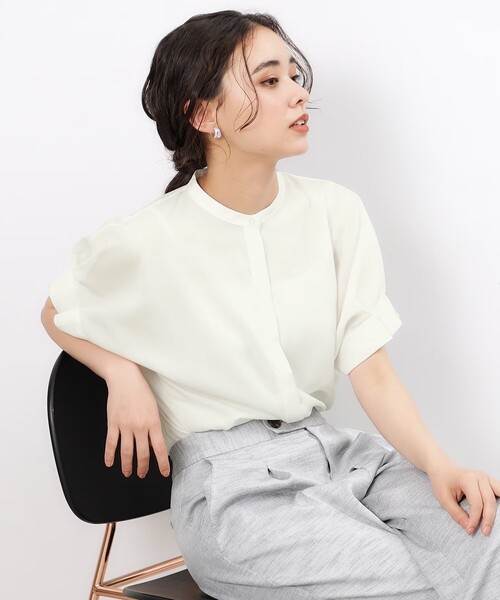 「OPAQUE.CLIP」 半袖ブラウス 38 ホワイト レディース_画像2