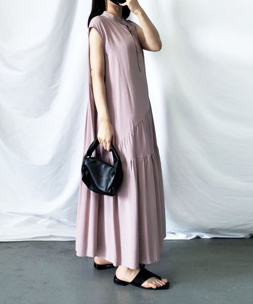 「me+em select」 ノースリーブワンピース FREE モカ レディース_画像4