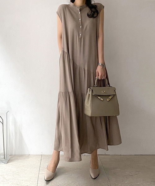 「me+em select」 ノースリーブワンピース FREE モカ レディース_画像5