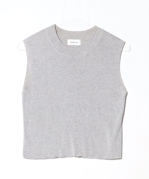 ポロカラーノースリニットジレ FRAY I.D グレー フレイアイディー ノースリポロニットジレ(ニット)｜トップス｜FRAY I.D（フレイ