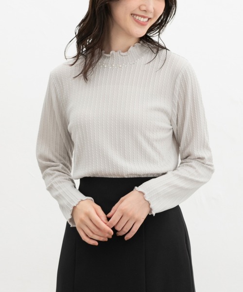 Honeys（ハニーズ） tシャツ ビジュー付ハイネック レディース