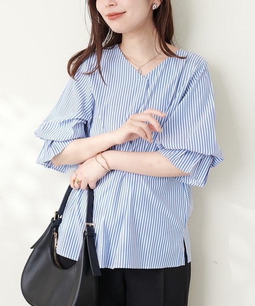 「natural couture」 7分袖ブラウス FREE ラベンダー レディース_画像3