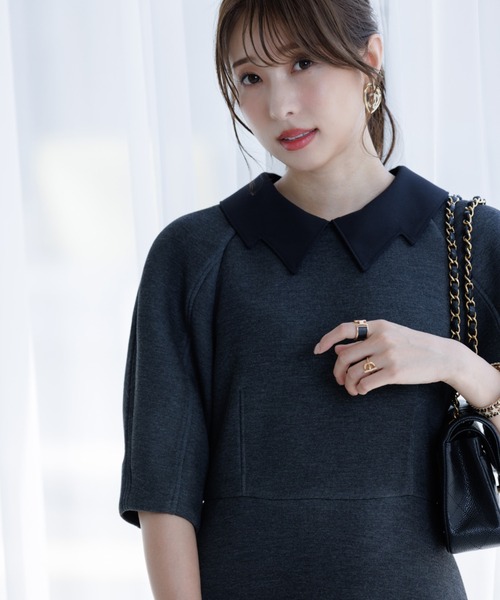 ドレス 「M Maglie le cassetto×冨張愛コラボ」エレモード“美映え”グレーダンボールワンピース_14