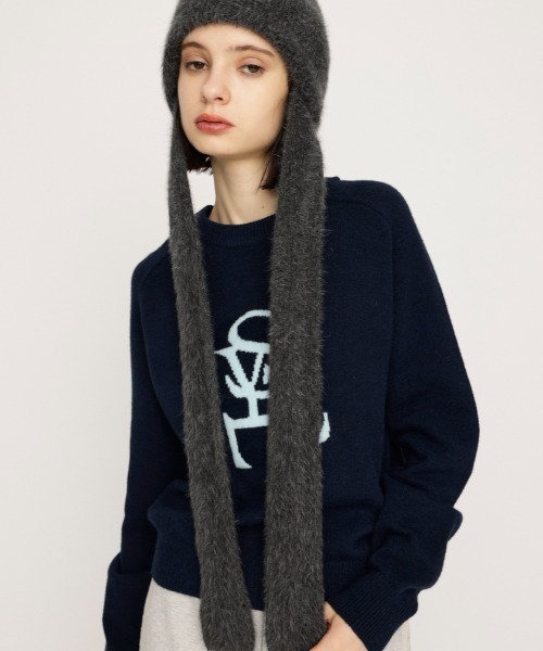 ニット/セーター logo cut knit tops SLY（スライ） ニット セーター LOGO JQ KNIT TOPS ロゴ ジャガード