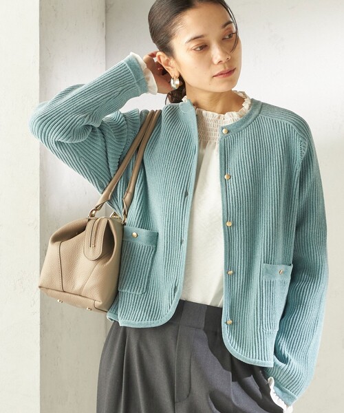 SHIPS（シップス） カーディガン 「手洗い可能」モール リブ クルー