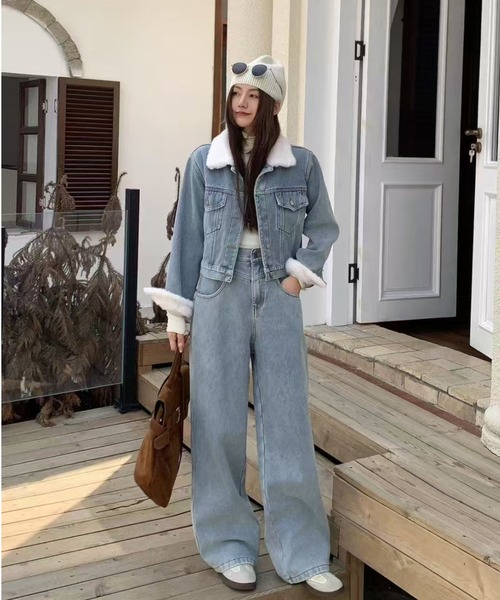 FAVORITO セットアップ 冬活躍ボアデニムセットアップ レディース