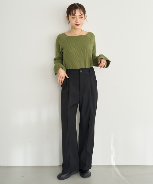 mil（ミル） パンツ 裏ボア センタータックセミワイドパンツ「585115