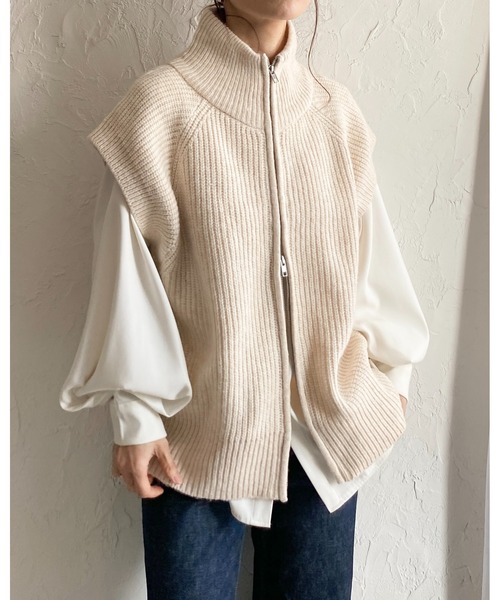 美品　CEPIE.  セピエ　ニット　ベスト　トップス　ウール　人気　完売 Per sist ence（パーシエンス） ベスト ジレ ハイネックWジップニット
