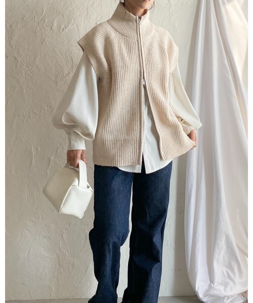 ベスト/ジレ TODAYFUL High Neck She's Closet ベスト ジレ ダブルジップアップハイネックオーバー