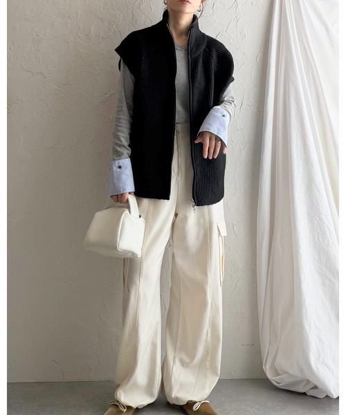 She's Closet ベスト ジレ ダブルジップアップハイネックオーバー