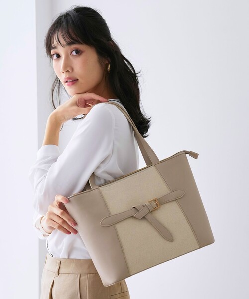 hanna　any sis  ベージュ　トートバッグ ANY SIS（エニィスィス） トートバッグ キャンバスコンビトート バッグ