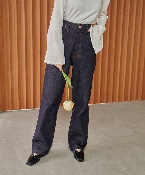 「hinari」 デニムパンツ MEDIUM ネイビー レディース_画像2