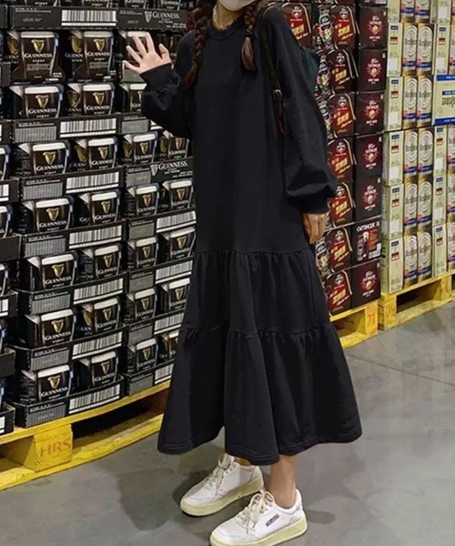 「CADBURY」 長袖ワンピース LARGE イエロー レディース_画像2