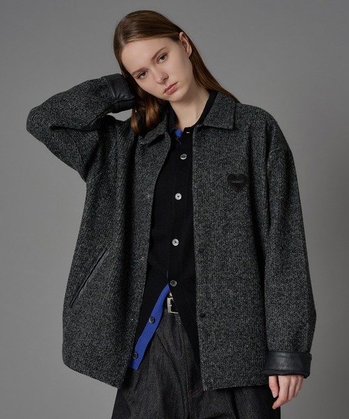 ONCILY（オンシェリー） ブルゾン アウター HEART LOGO CHAMBRAY KNIT