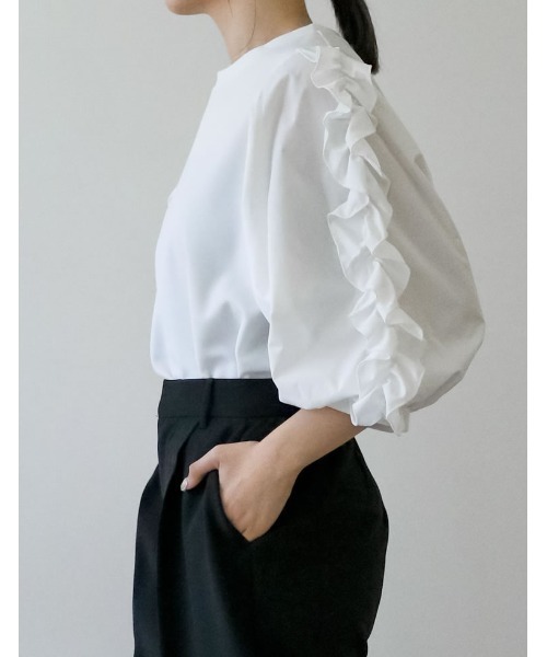 「Re:EDIT」 7分袖カットソー MEDIUM ブラック レディース_画像5