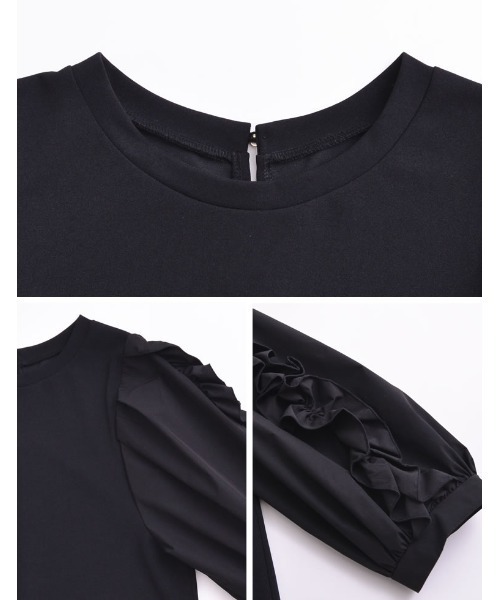 「Re:EDIT」 7分袖カットソー MEDIUM ブラック レディース_画像8