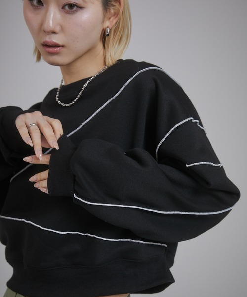 「ENVYM」 スウェットカットソー FREE ブラック レディース_画像2