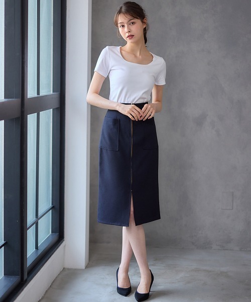 「12Twelve Agenda」 ロングスカート M ネイビー レディース_画像7