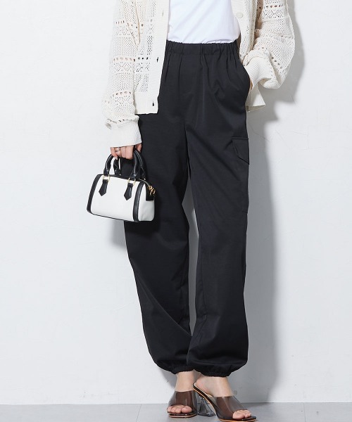 美品✨slattgir ブラックストライプ　パンツ　トールサイズ　15号　大きい slattgir（スラットジール） カーゴパンツ 高身長 接触冷感ライトチノ
