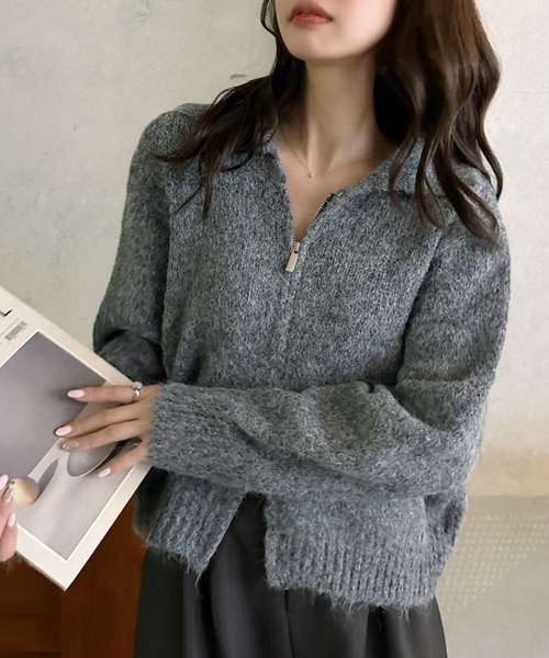 「Eclat one」 「Ada」ニットカーディガン FREE チャコール レディース_画像2