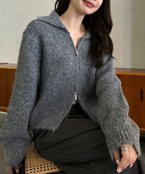 「Eclat one」 「Ada」ニットカーディガン FREE チャコール レディース_画像3