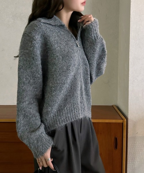 「Eclat one」 「Ada」ニットカーディガン FREE チャコール レディース_画像4