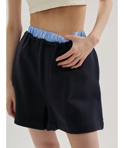 emmi パンツ 「em」レイヤードライクスウェットショートパンツ