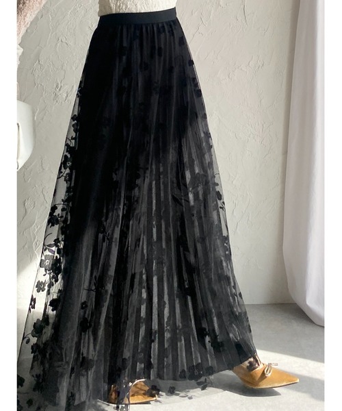 She's Closet スカート Aライン フレアロング丈 花柄 ボリューム