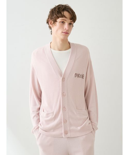 【新品タグ付】ジェラピケ ラインカーディガン HOMME】スムーズィーliteラインロゴカーディガン(カーディガン・ガウン