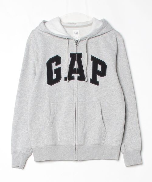 あ*あ様 GAP ヘビーウェイト ジップアップパーカー XS グレー ヘビーウェイト GAP ATHLETICロゴ ジップアップパーカー
