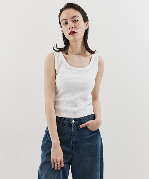 HANNE タンクトップ ノースリーブ アイレットタンクトップ レディース