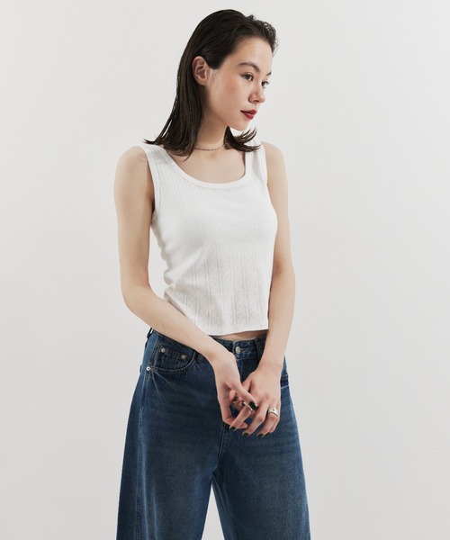 HANNE タンクトップ ノースリーブ アイレットタンクトップ レディース
