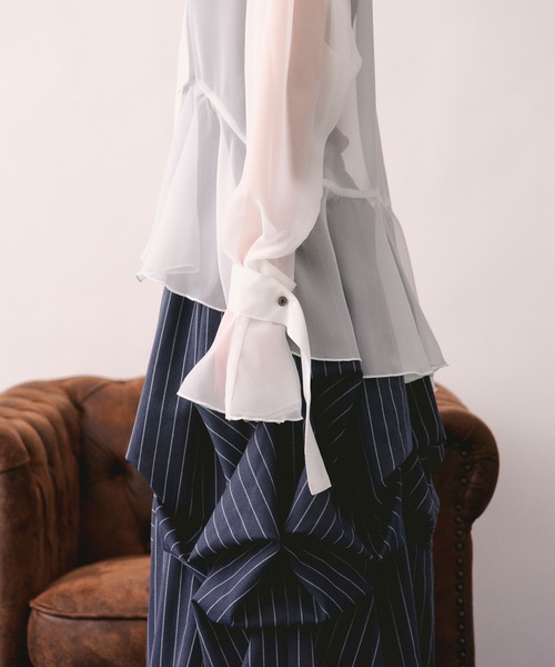 loin nuit ブラウス シャツ sheer ribbon tie shirt / シアー 