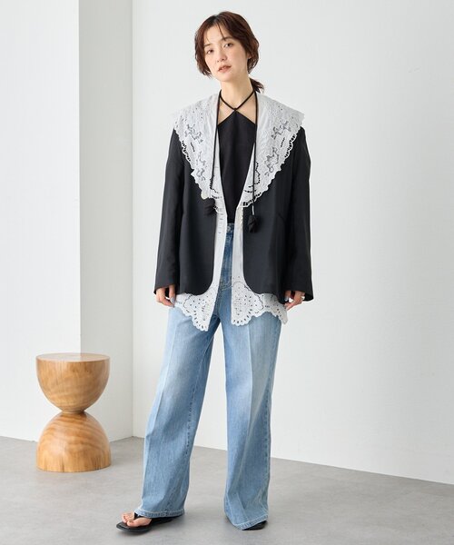 ジャケット テーラードジャケット 「a Nice」「接触冷感/肩パッド取り外し可能/手洗い可」ノーカラージャケット レディースの画像