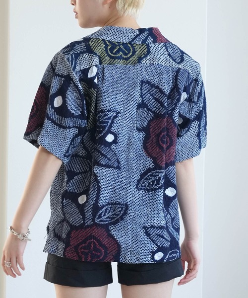 ブラウス シャツ 着物リメイク maison utatane シャツ/ブラウス 紺碧のまどろみ レディース メンズの画像