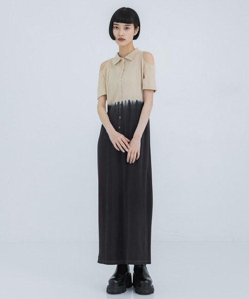 「AKANE UTSUNOMIYA」 半袖ワンピース 36 ベージュ レディース_画像3